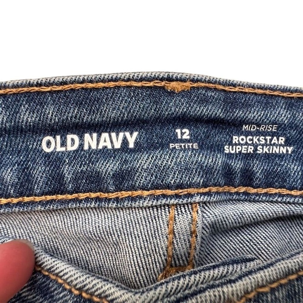 Old‎ Navy Rockstar 12P Distressed Skinny Jeans Mid Rise Y2K Grunge Denim NWT - Picture 3 of 4